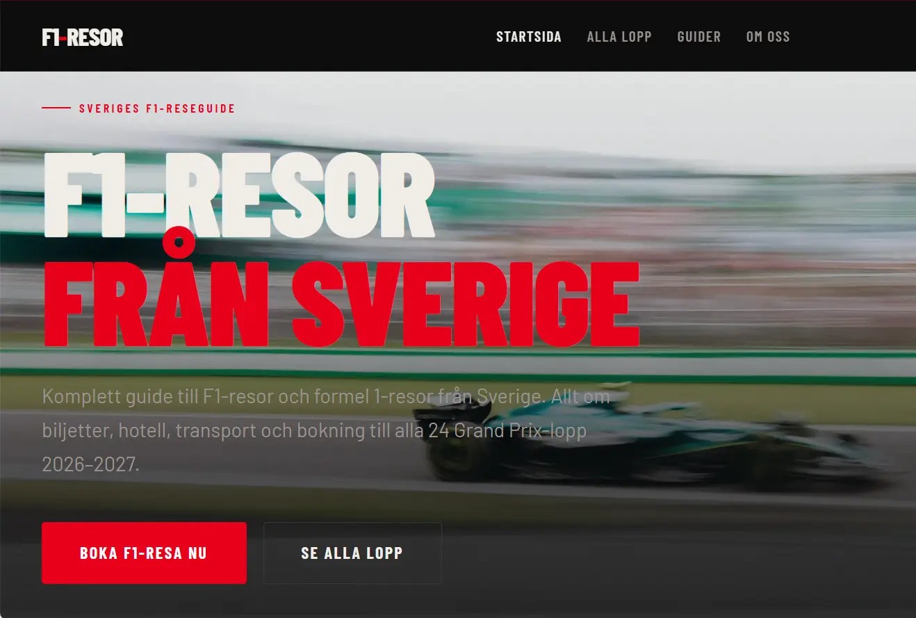 F1resor.se, byggd av WowGroup